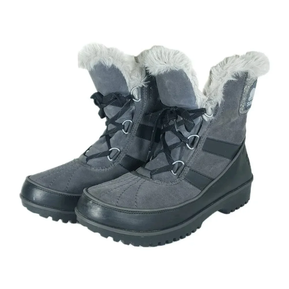 Sorel Women's TIVOLI II US10 Gray Suede Faux Fur Lined Winter Snow Boots